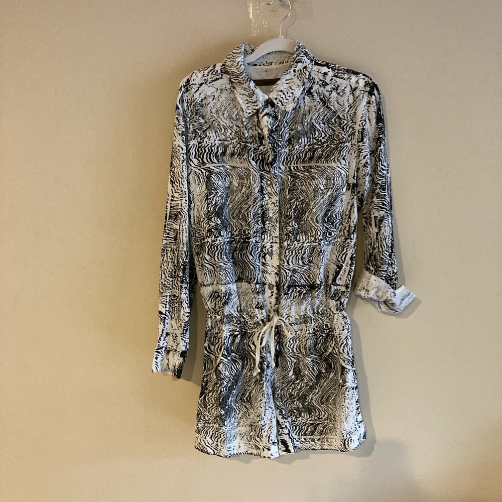 100% French linen Enzo Costa  hand printed and dyed romper.
